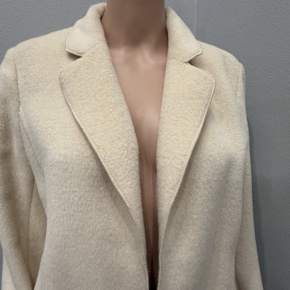 Yansi Fugel Textured Blazer Women M Ivory Excellent Alpaca Wool Vintage Jacket